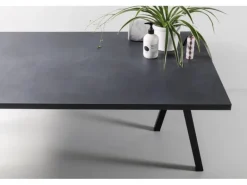 Tischplatte Midnight Stucco Betonoptik Dunkel 180 cm x 80 cm x 2,5 cm