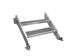 Treba Außentreppe Alaska 3 mit 2 Gitterroststufen 100 cm x 27 cm Aluminium