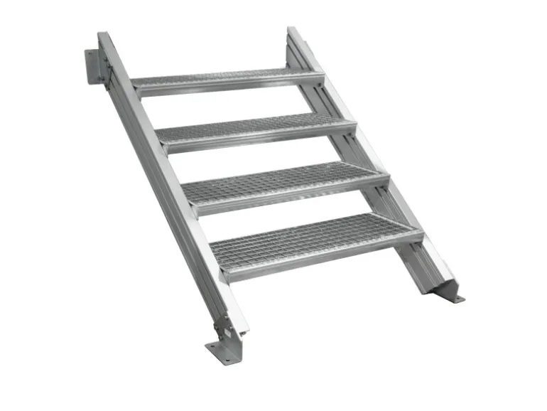 Treba Außentreppe Alaska 3 mit 4 Gitterroststufen 80 cm x 27 cm Aluminium