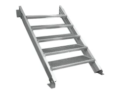 Treba Außentreppe Alaska 3 mit 5 Gitterroststufen 80 cm x 27 cm Aluminium