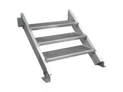 Treba Außentreppe Alaska 3 mit 3 Gitterroststufen 100 cm x 27 cm Aluminium