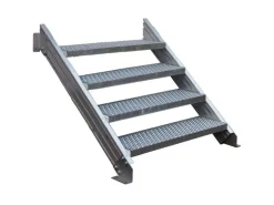 Treba Außentreppe Alaska 3 mit 4 Lochblechstufen 100 cm x 27 cm Aluminium