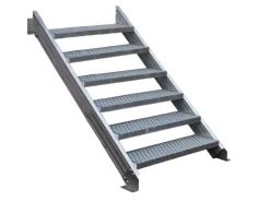 Treba Außentreppe Alaska 3 mit 6 Lochblechstufen 80 cm x 27 cm Aluminium