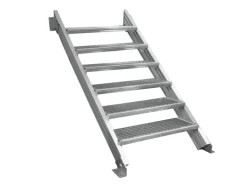 Treba Außentreppe Alaska 3 mit 6 Gitterroststufen 80 cm x 27 cm Aluminium