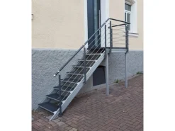 Treba Außentreppe Alaska 3 mit 4 Stufenwanne 80 cm x 30,7 cm Aluminium