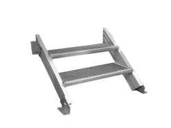 Treba Außentreppe Alaska 3 mit 2 Gitterroststufen 80 cm x 27 cm Aluminium