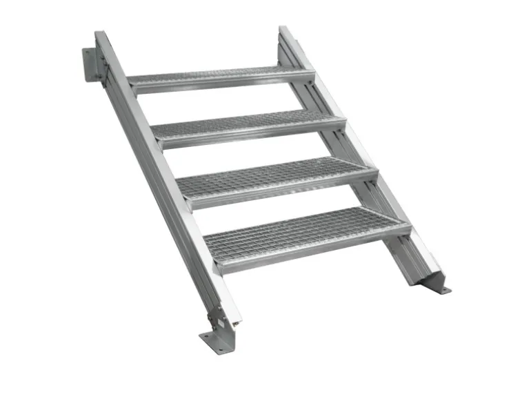 Treba Außentreppe Alaska 3 mit 4 Gitterroststufen 100 cm x 27 cm Aluminium
