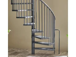 Treppen Intercon Außentreppe Modena Wendeltreppe Lava-Anthrazit Stahltreppe Mit 13 Stufen + Podest Durchmesser 120 cm