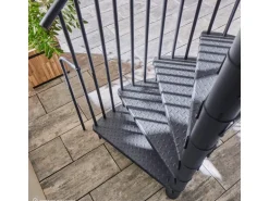 Treppen Intercon Außentreppe Modena Wendeltreppe Lava-Anthrazit Stahltreppe Mit 13 Stufen + Podest Durchmesser 180 cm