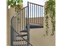 Treppen Intercon Außentreppe Modena Wendeltreppe Lava-Anthrazit Stahltreppe Mit 14 Stufen + Podest Durchmesser 160 cm