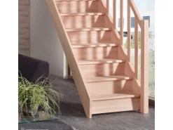 Treppen Intercon Holztreppe Casablanca Raumspartreppe Buche Massiv Naturbelassen Gerade Mit 80 cm Treppenbreite Einseitiges Geländer Mit Setzstufen