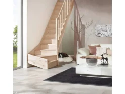 Treppen Intercon Holztreppe Casablanca Raumspartreppe Fichte Naturbelassen Rechtsgewendelt 80 cm Treppenbreite Einseitiges Geländer Mit Setzstufen