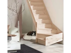 Treppen Intercon Holztreppe Casablanca Raumspartreppe Fichte Massiv Naturbelassen Linksgewendelt Mit 80 cm Treppenbreite Ohne Geländer Mit Setzstufen