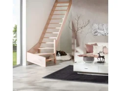 Treppen Intercon Holztreppe Casablanca Raumspartreppe Buche Massiv Naturbelassen Rechtsgewendelt Mit 80 cm Treppenbreite Ohne Geländer Ohne Setzstufen