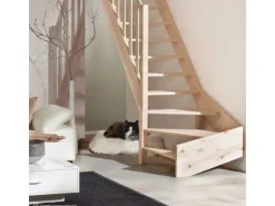 Treppen Intercon Holztreppe Casablanca Raumspartreppe Fichte Naturbelassen Linksgewendelt 60 cm Treppenbreite Einseitiges Geländer Ohne Setzstufen