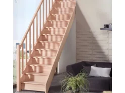 Treppen Intercon Holztreppe Casablanca Raumspartreppe Buche Massiv Naturbelassen Gerade Mit 60 cm Treppenbreite Einseitiges Geländer Mit Setzstufen