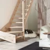 Treppen Intercon Holztreppe Casablanca Raumspartreppe Fichte Naturbelassen Rechtsgewendelt 60 cm Treppenbreite Einseitiges Geländer Ohne Setzstufen