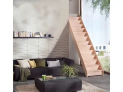 Treppen Intercon Holztreppe Casablanca Raumspartreppe Buche Massiv Naturbelassen Gerade Mit 80 cm Treppenbreite Ohne Geländer Mit Setzstufen