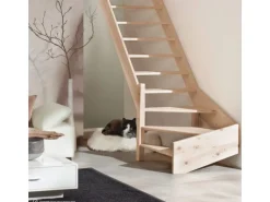 Treppen Intercon Holztreppe Casablanca Raumspartreppe Fichte Massiv Naturbelassen Linksgewendelt Mit 60 cm Treppenbreite Ohne Geländer Ohne Setzstufen