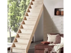 Treppen Intercon Holztreppe Casablanca Raumspartreppe Fichte Massiv Naturbelassen Gerade Mit 60 cm Treppenbreite Ohne Geländer Mit Setzstufen