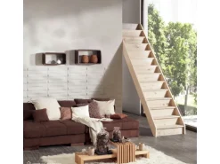 Treppen Intercon Holztreppe Casablanca Raumspartreppe Fichte Massiv Naturbelassen Gerade Mit 60 cm Treppenbreite Ohne Geländer Mit Setzstufen