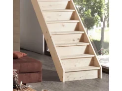 Treppen Intercon Holztreppe Casablanca Raumspartreppe Fichte Massiv Naturbelassen Gerade Mit 60 cm Treppenbreite Ohne Geländer Mit Setzstufen
