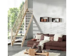 Treppen Intercon Holztreppe Casablanca Raumspartreppe Fichte Massiv Naturbelassen Gerade Mit 60 cm Treppenbreite Einseitiges Geländer Ohne Setzstufen