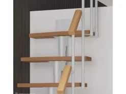 Treppen Intercon Raumspartreppe Delta Premium Mittelholmtreppe 13 Stufen Buche Natur Metallfarbe Polar-Weiß Ohne Geländer