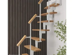 Treppen Intercon Raumspartreppe Delta Premium Mittelholmtreppe 13 Stufen Buche Natur Metallfarbe Polar-Weiß Ohne Geländer