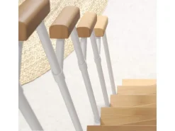 Treppen Intercon Raumspartreppe Delta Premium Mittelholmtreppe 13 Stufen Buche Natur Metallfarbe Polar-Weiß Ohne Geländer