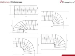 Treppen Intercon Raumspartreppe Delta Premium Mittelholmtreppe 13 Stufen Buche Natur Metallfarbe Polar-Weiß Ohne Geländer