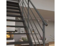 Treppen Intercon Raumspartreppe Onyx Stahlwangentreppe Lava-Anthrazit mit Stufenbreite 50 cm Buche Anthrazit Ohne Geländer 12 Stufen