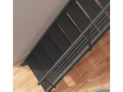 Treppen Intercon Raumspartreppe Onyx Stahlwangentreppe Lava-Anthrazit mit Stufenbreite 50 cm Buche Anthrazit Ohne Geländer 12 Stufen