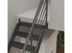 Treppen Intercon Raumspartreppe Onyx Stahlwangentreppe Lava-Anthrazit mit Stufenbreite 50 cm Buche Anthrazit Ohne Geländer 12 Stufen