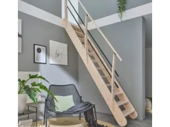 Treppen Intercon Raumspartreppe Living für 245 - 285 cm Geschosshöhe Holztreppe Fichte Einseitiges Geländer