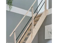Treppen Intercon Raumspartreppe Living für 245 - 285 cm Geschosshöhe Holztreppe Fichte Einseitiges Geländer
