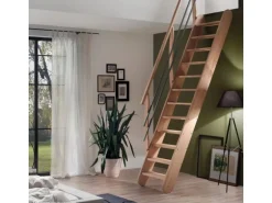 Treppen Intercon Raumspartreppe Living für 245 - 285 cm Geschosshöhe Holztreppe Buche Einseitiges Geländer