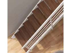 Treppen Intercon Raumspartreppe London Stahlwangentreppe Polar-Weiß mit Stufenbreite 50 cm Buche Dunkel Beidseitiges Geländer 12 Stufen