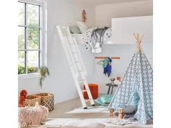 Treppen Intercon Raumspartreppe Vario 8 Stufen bis max. 199 cm Fichte Stufen Metallfarbe Polar-Weiß