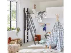 Treppen Intercon Raumspartreppe Vario 10 Stufen bis max. 243 cm Buche Stufen Metallfarbe Polar-Weiß