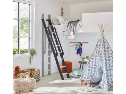 Treppen Intercon Raumspartreppe Vario 10 Stufen bis max. 243 cm Fichte Stufen Metallfarbe Lava-Anthrazit