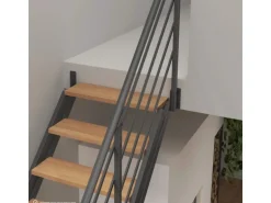 Treppen Intercon Raumspartreppe London Stahlwangentreppe Lava-Anthrazit mit Stufenbreite 50 cm Buche Hell Beidseitiges Geländer 13 Stufen