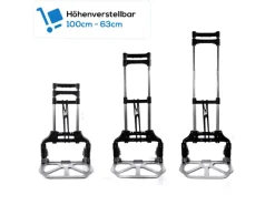 Tronitechnik Sackkarre Handkarre Klappbar Transportkarre Bis 80Kg Klappwagen - Vollgummireifen Hoehenverstellbar