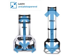 Tronitechnik Sackkarre Handkarre Klappbar Transportkarre Bis 80Kg Klappwagen - Vollgummireifen Hoehenverstellbar