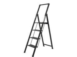 TRUTZHOLM Alu Trittleiter 4 Stufig Klappbar mit Handlauf 150kg Schwarz