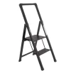 TRUTZHOLM Alu Trittleiter 2 Stufig Klappbar Handlauf 150kg Anti Rutsch Trittflächen TÜV GS Schwarz