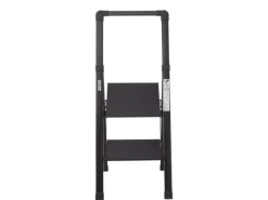 TRUTZHOLM Alu Trittleiter 2 Stufig Klappbar Handlauf 150kg Anti Rutsch Trittflächen TÜV GS Schwarz