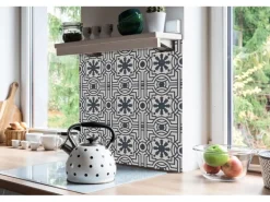 Tulup PVC Fliesen Selbstklebende 30 cm x 30 cm Set von 9 Klassische Klebefliesen Vinyl Bodenfliesen Klebefliesen für Küche Exotisches Muster