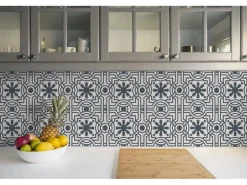 Tulup PVC Fliesen Selbstklebende 30 cm x 30 cm Set von 9 Klassische Klebefliesen Vinyl Bodenfliesen Klebefliesen für Küche Exotisches Muster