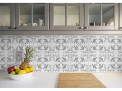 Tulup PVC Fliesen Selbstklebende 30 cm x 30 cm Set von 9 Klassische Klebefliesen Vinyl Bodenfliesen Klebefliesen für Küche Vögel